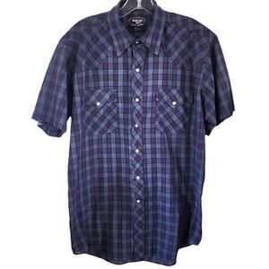 Williams Bay Men's Plaid Snap Down Short Sleeve Shirt Large